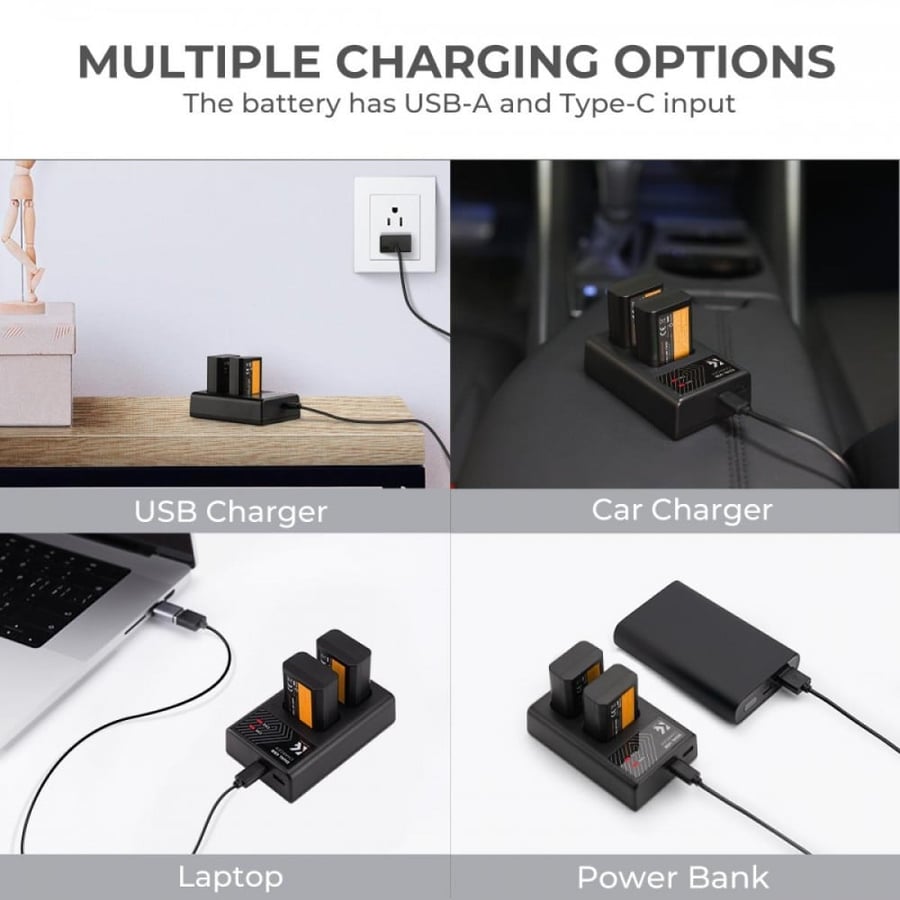 K&F Concept LP-FW50 rechargeable battery 2pcs + charger + 10pcs cleaning cloth kit compatible with Sony