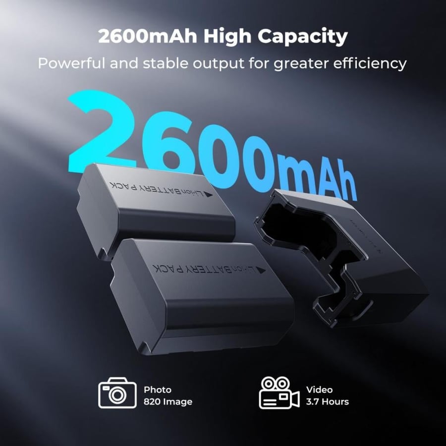 Sony NP-FZ100 18W Modular Fast Charger and Battery Kit, 2600mAh Large Capacity Battery for Sony