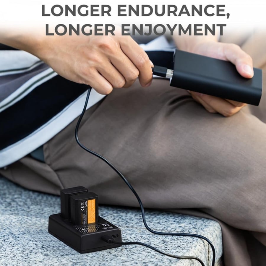 K&F Concept NP-FW50 Dual Slot Quick Charger, Micro USB and Type-C Dual Interface