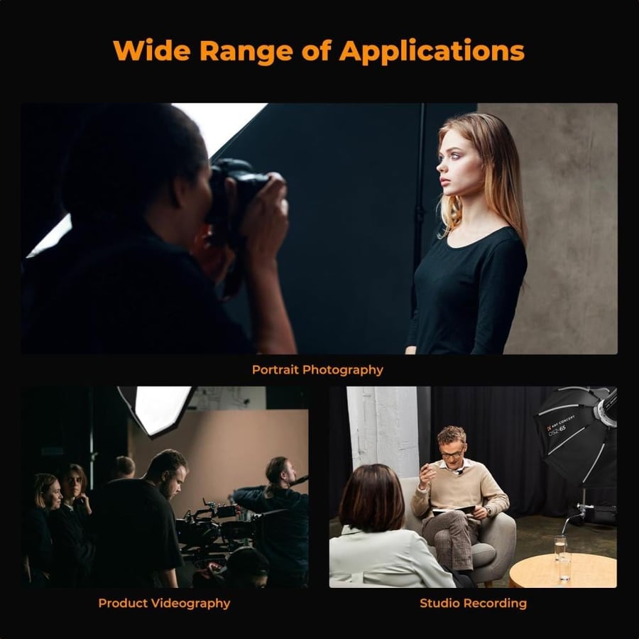 K&F CONCEPT Octagonal Softbox, 65cm/25.6in Quick Release Softbox with Bowens Mount, Carrying Bag