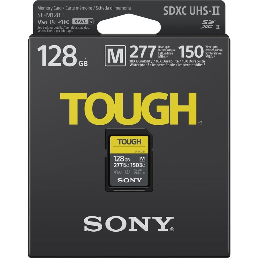 Sony TOUGH-M series SDXC UHS-II Card 128GB, V60, CL10, U3, Max R277MB/S, W150MB/S