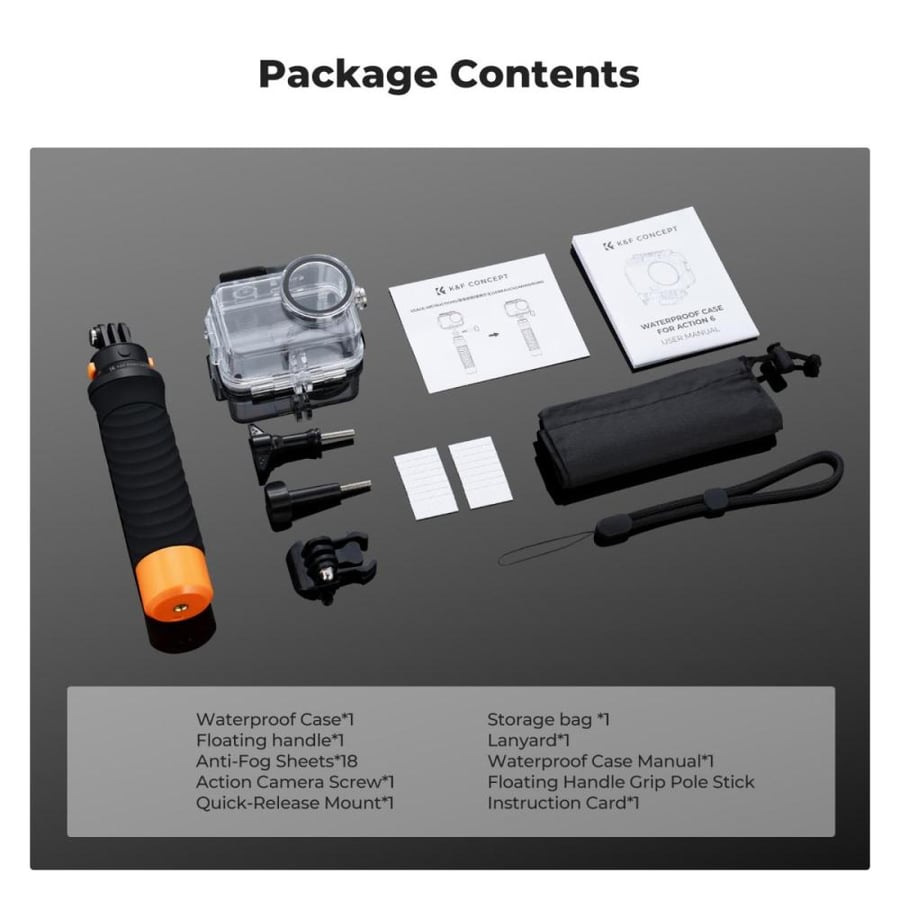 K&F Concept 60M Waterproof Case & Float Handle for Osmo Action 6