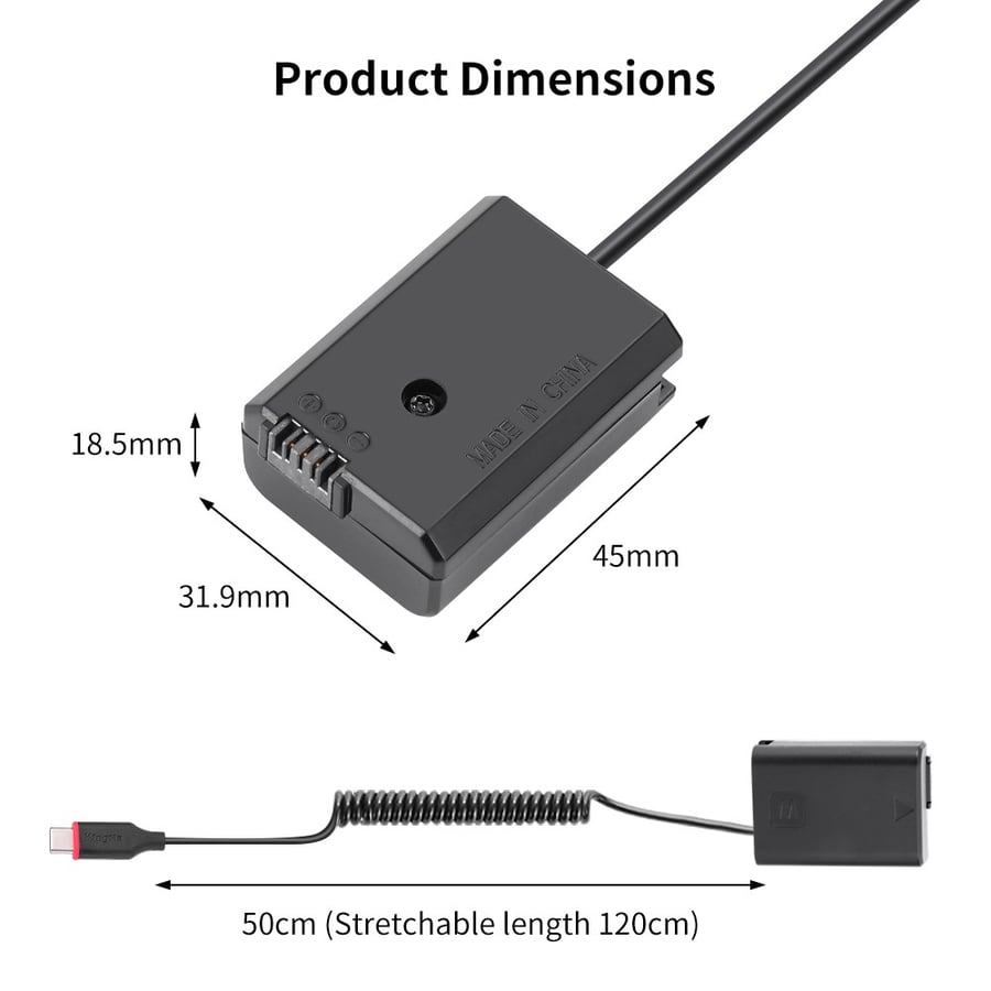 KingMa Portable NP-FW50 Dummy Battery USB-C