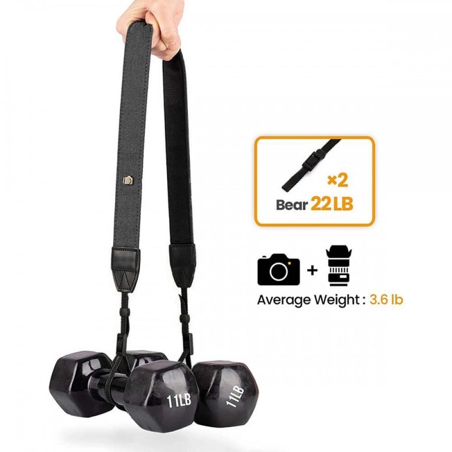 K&F Concept Retro Camera Shoulder Straps, Adjustable Neck Strap Suitable for All Slr Cameras, Classic Black Woven
