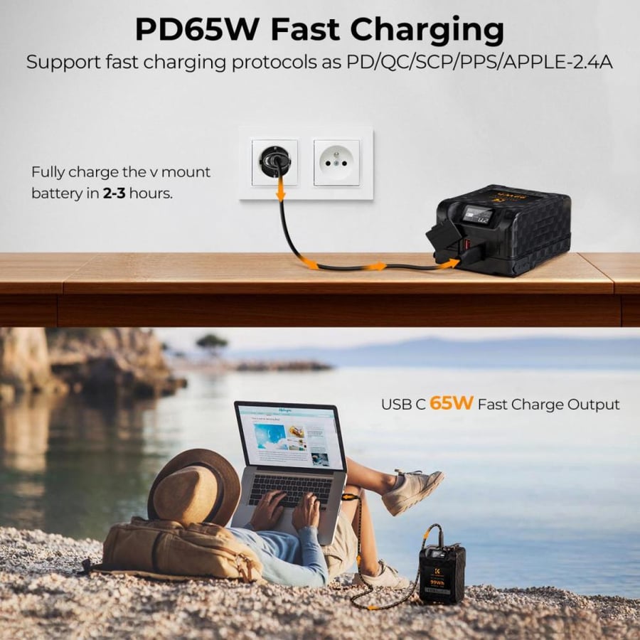K&F Concept V Mount Battery, 99Wh Mini V-Mount Battery, 6700mAh