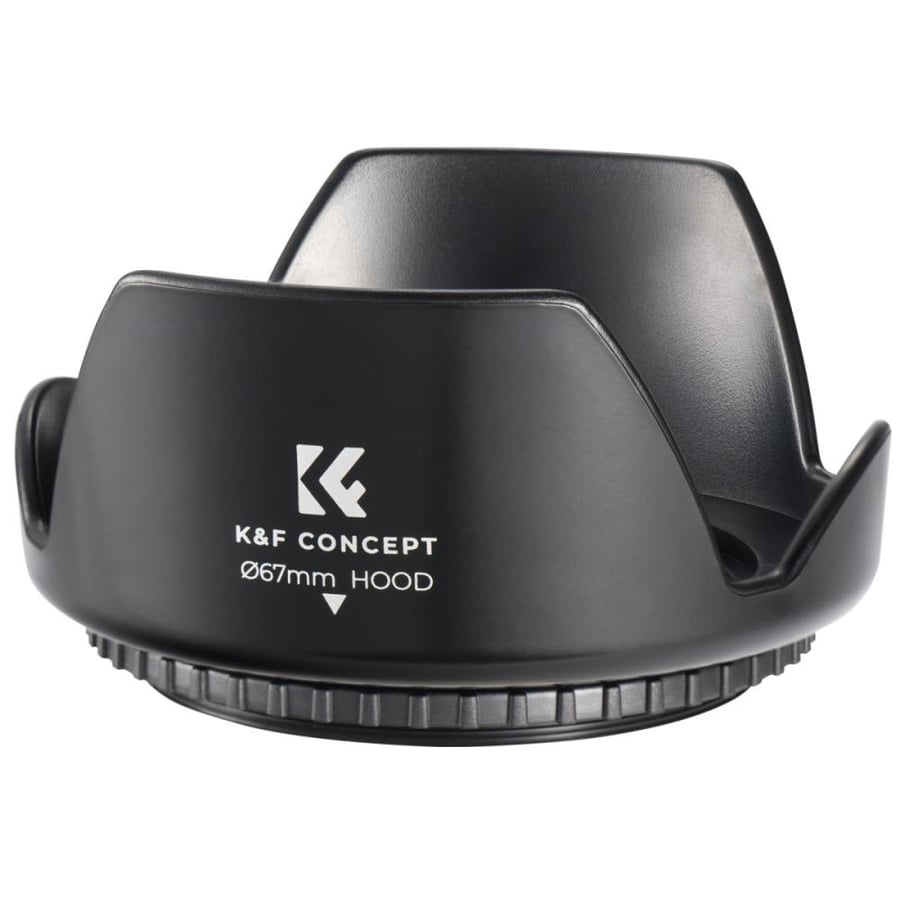 K&F 67mm Threaded Screw-in Lens Hood Universal with Cleaning Cloth