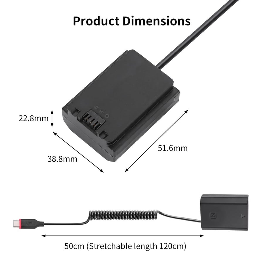 KingMa Portable NP-FZ100 Dummy Battery USB-C