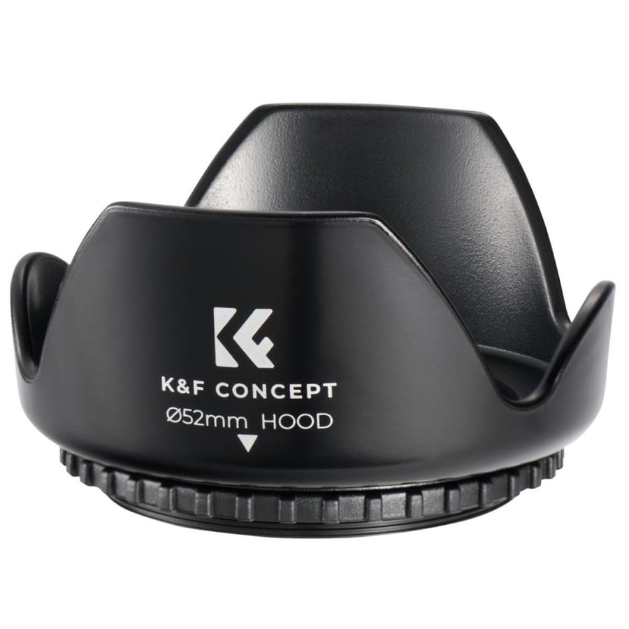 K&F 52mm Threaded Screw-in Lens Hood Universal with Cleaning Cloth