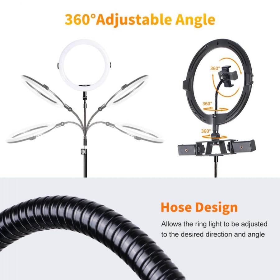 K&F Concept Selfie Ring Light ,11 inch(28 cm) Ring Light with 78.7 inch (200cm) Tripod and Phone Holders, 3 Color Modes, Bluetooth Remote Control