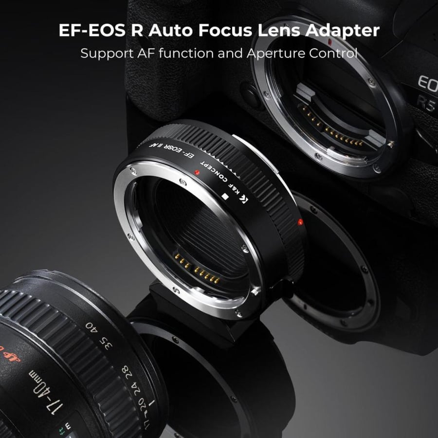 K&F Concept EF to EOS R Adapter, Auto Focus Lens Mount Adapter for Canon EF EF-S Lens and Canon EOS R/RF Mount Cameras - KF06.520