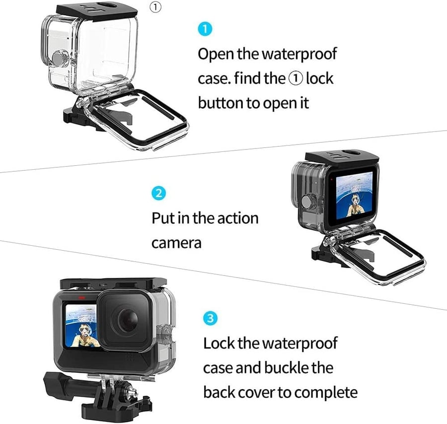 TELESIN Camera Protective Waterproof Case, Camera Cover Underwater 45m/148ft Diving Housing Underwater Accessories Replacement for GoPro Hero 9/10