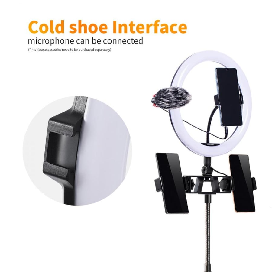 K&F Concept Selfie Ring Light ,11 inch(28 cm) Ring Light with 78.7 inch (200cm) Tripod and Phone Holders, 3 Color Modes, Bluetooth Remote Control