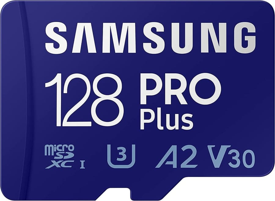 SAMSUNG PRO Plus + Adapter 128GB microSDXC Up to 160MB/s UHS-I, U3, A2, V30, Full HD & 4K UHD Memory Card for Android Smartphones, Tablets, Go Pro and DJI Drone