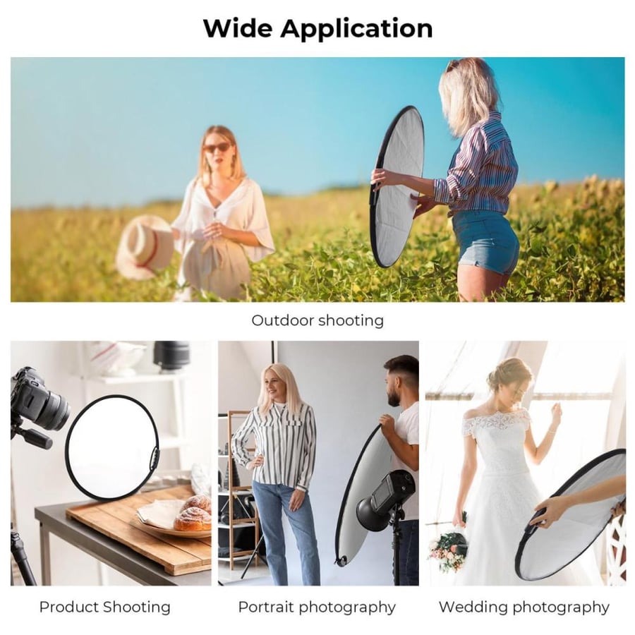 (K&F Concept 5-in-1 Circular Reflector with Handle 80cm (Gold Silver Black White Translucent