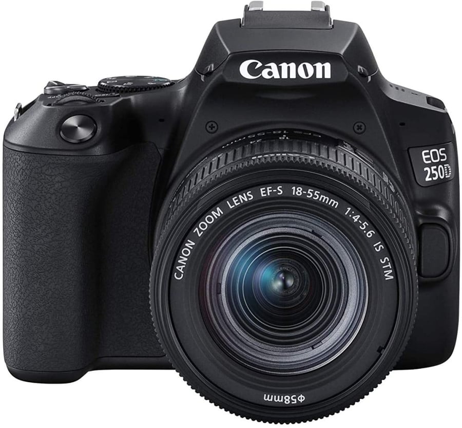 كاميرا كانون EOS 250D DSLR مع عدسة EF-S 18-55mm f/4-5.6 IS STM - أسود