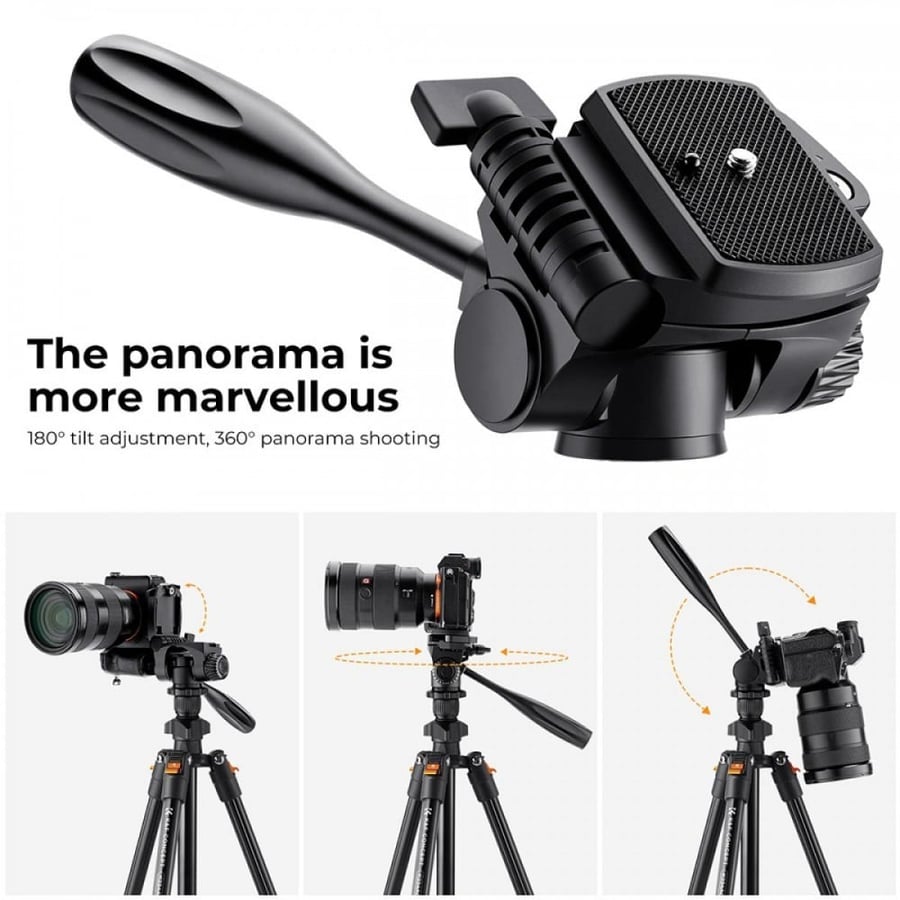 K&F Concept K234A0 4-Section Lightweight Aluminum Tripod with Video Head for Photograph and Live Streaming
