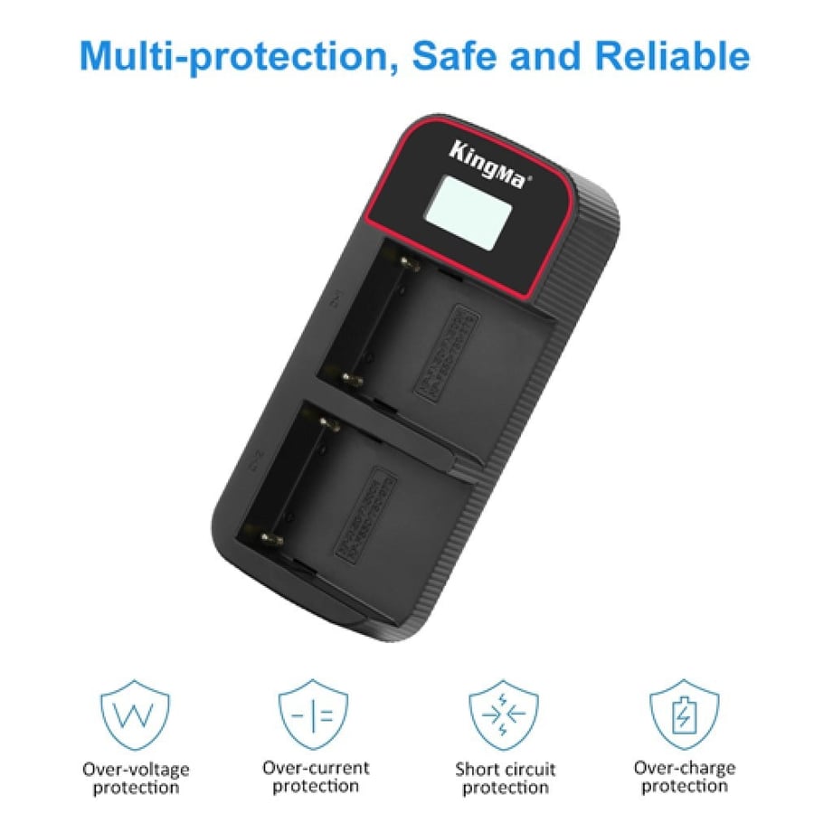KingMa 2200mAh NP-F550 2-Pack Battery and LCD dual Charger Kit for Son