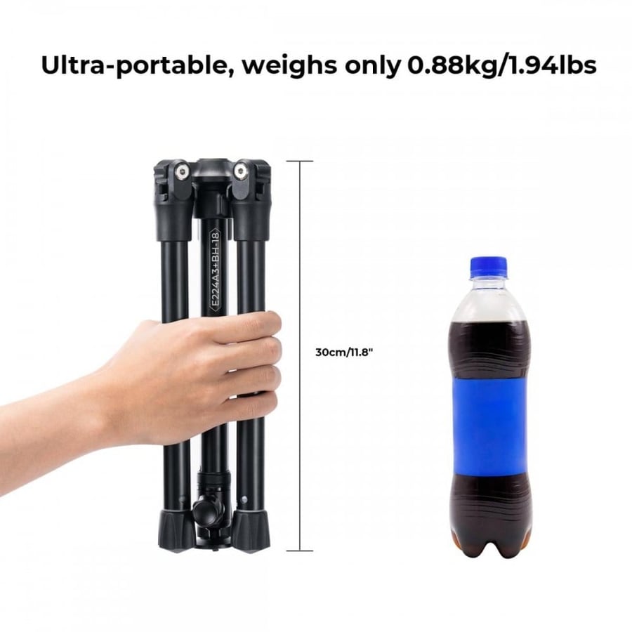 K&F Concept E224A3+BH-18 Eccentric Tube Cellphone Tripod, Lightweight Super Portable Selfie Stick, 170cm
