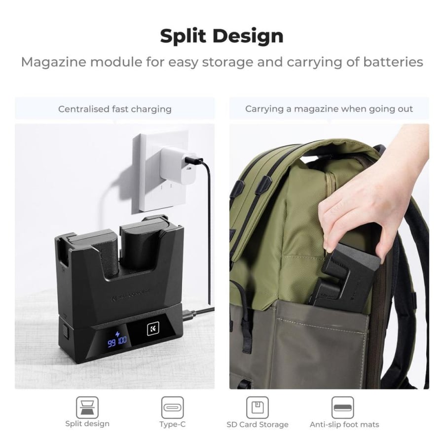 K&F Concept LP-E6NH Charger 18W Fast Dual Portable Battery Charger for Canon