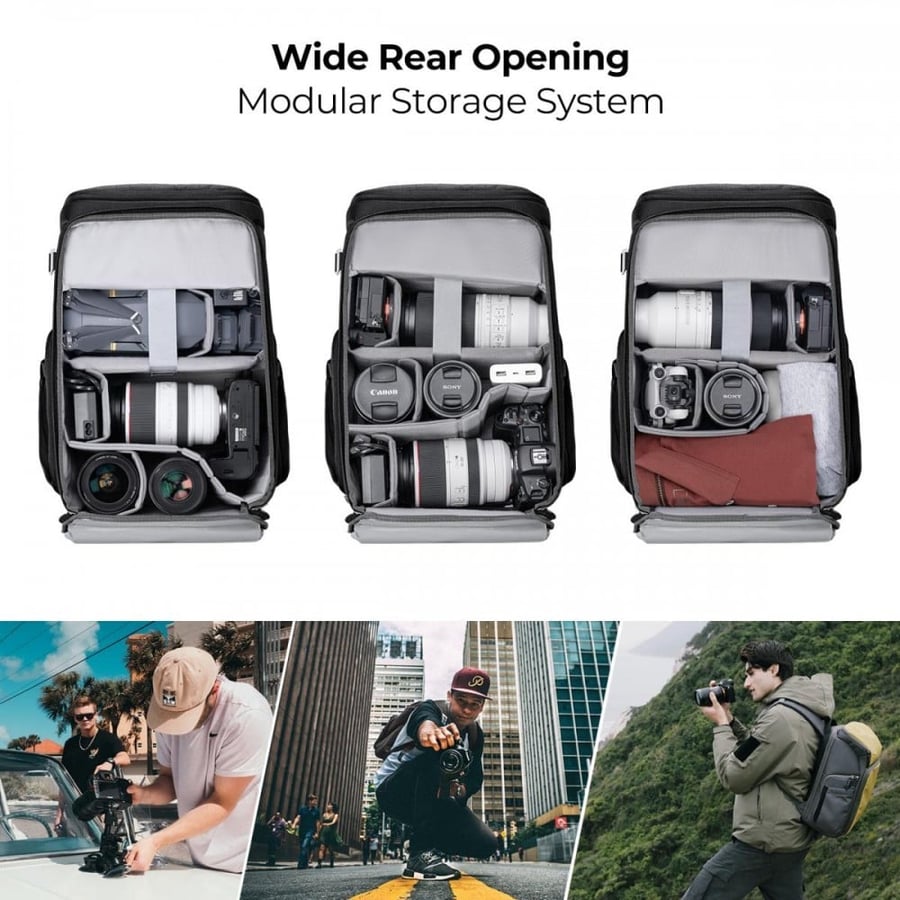 K&F Concept Camera Alpha Backpack Air 25L, Camera Bags for Photographers Large Capacity with Raincover, Yellow