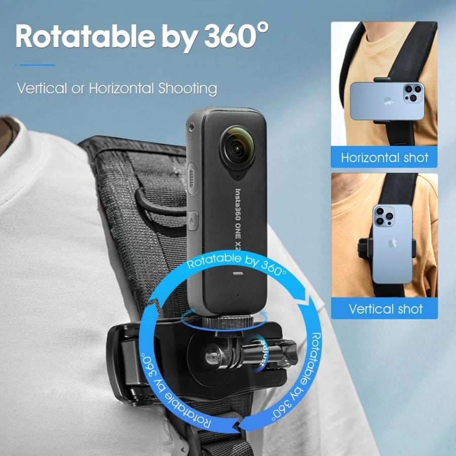 K&F Concept Backpack Strap Mount Quick Clip Bracket Compatible with Gopro Action Cameras