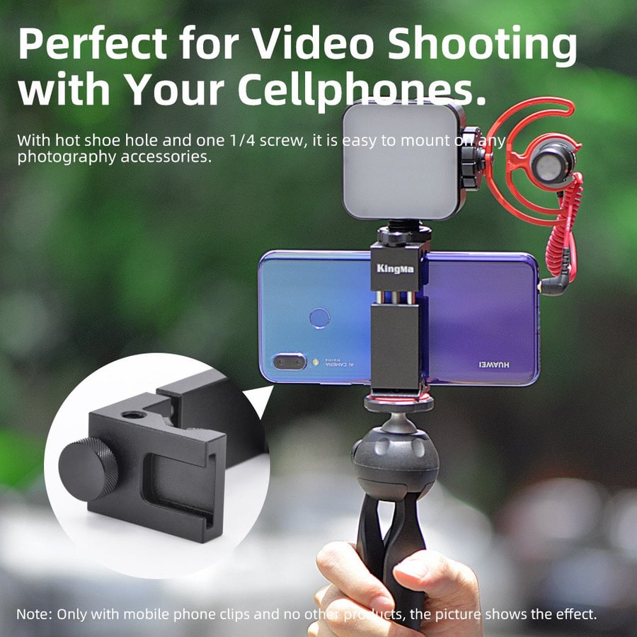 KingMa Aluminium Alloy Hot shoe Phone Clip used in Vertical or Horizontal Shooting