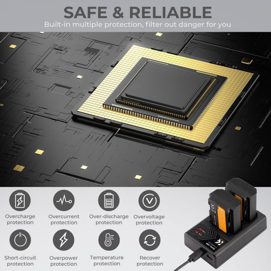 K&F Concept NP-FZ100 rechargeable battery 2pcs + charger + 64GB micro SD card kit compatible with Sony