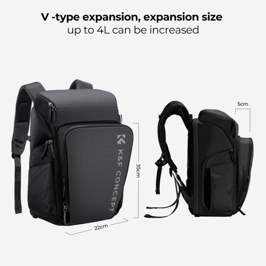 K&F Concept Camera Alpha Backpack Air 25L, Camera Bags for Photographers Large Capacity with Raincover, Yellow