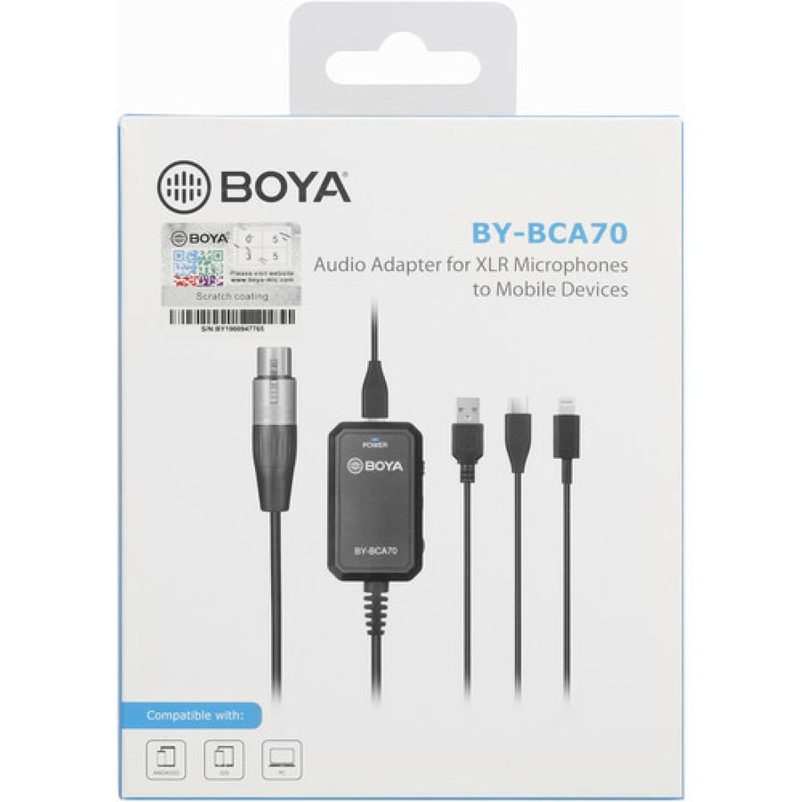 BOYA BY-BCA70 Audio Adapter for XLR Microphones to Mobile Devices (Computers, Smartphone)