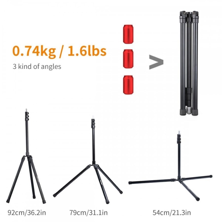 K&F Concept 2.1m Aluminium Light Stand, Heavy Duty Tripod Lighting Stand with Bag - 2 Pack