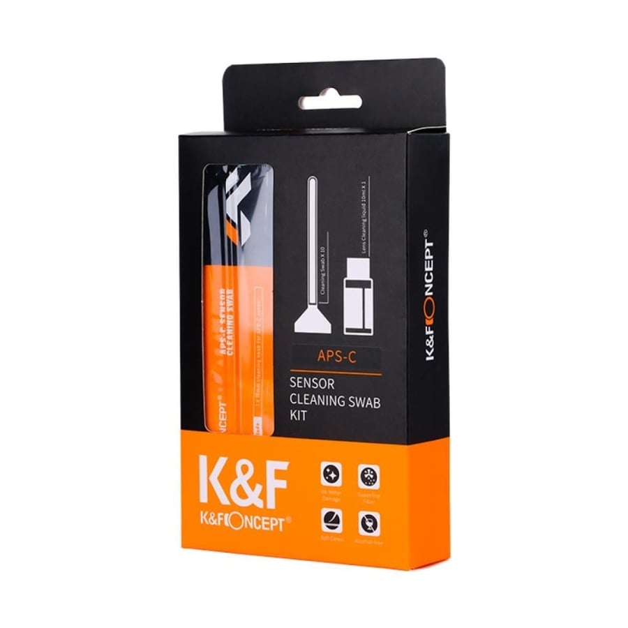 K&F Concept 16mm Crop Sensor Cleaning Swab Kit with 10x 16mm Cleaning Swabs and 1x 20ml Cleaning Liquid