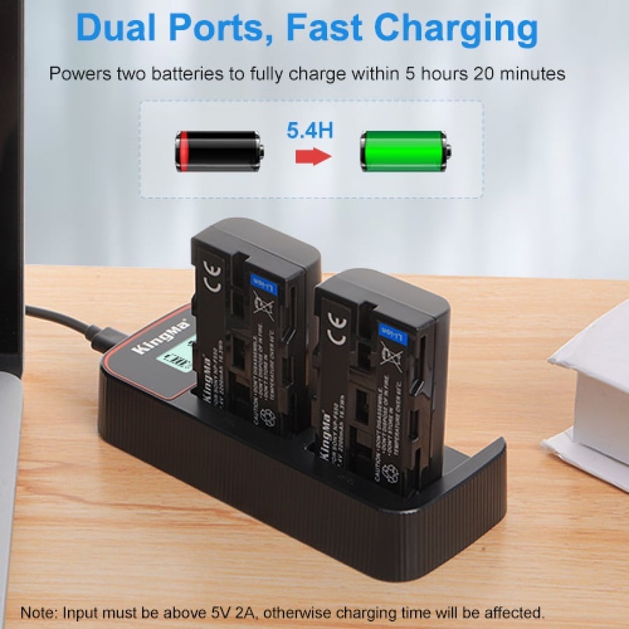 KingMa 2200mAh NP-F550 2-Pack Battery and LCD dual Charger Kit for Son