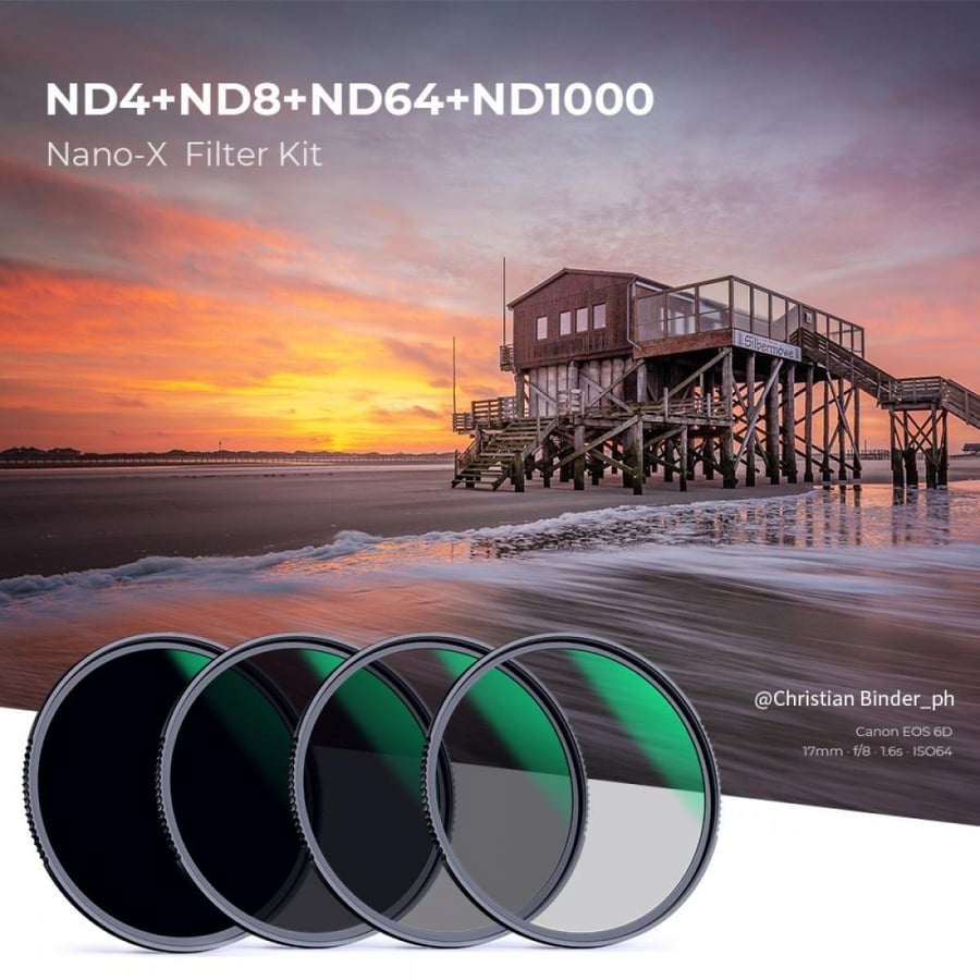 K&F Concept 58mm Lens Filter Kit Neutral Density ND4 ND8 ND64 ND1000 Filter Set with 28 Layers Multi-Coated HD Optical Glass and 4-Filter Pouch