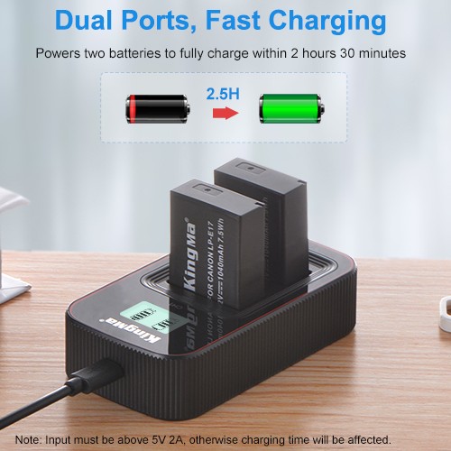 KingMa LP-E17 LCD Dual Charger