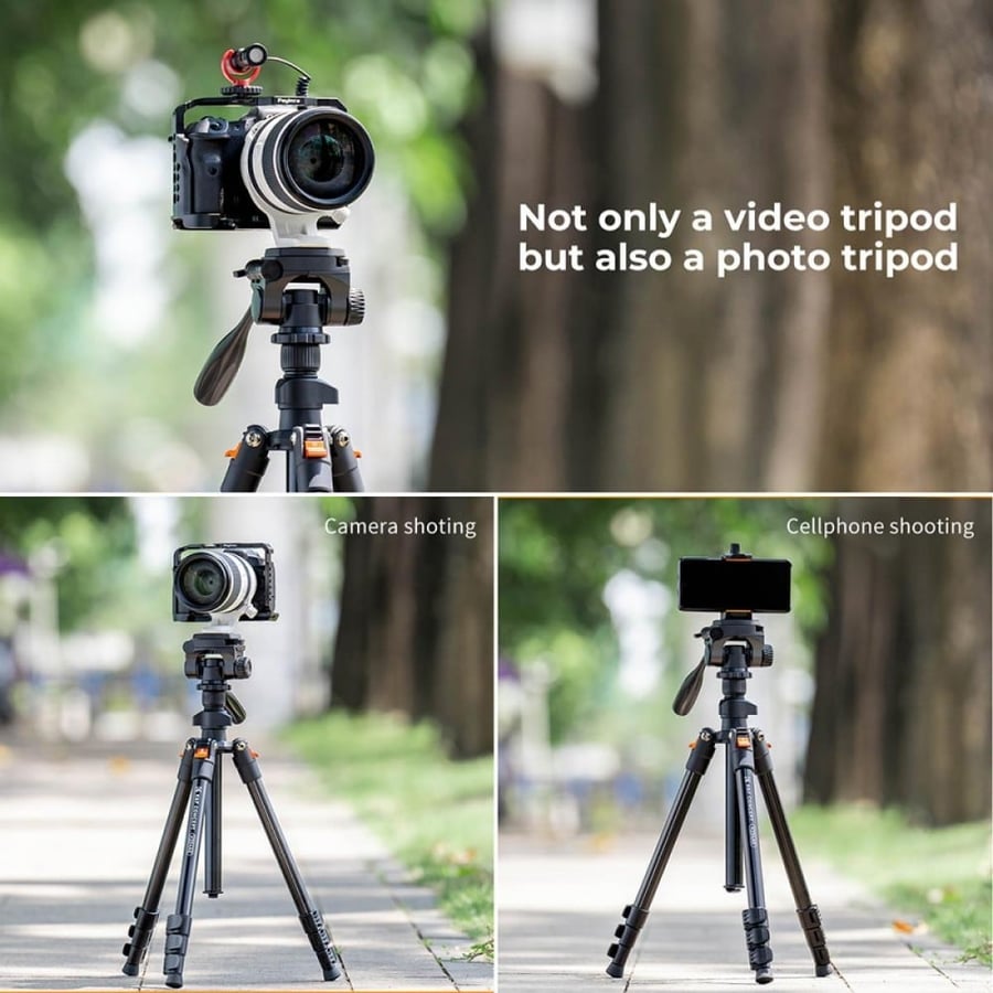 K&F Concept K234A0 4-Section Lightweight Aluminum Tripod with Video Head for Photograph and Live Streaming