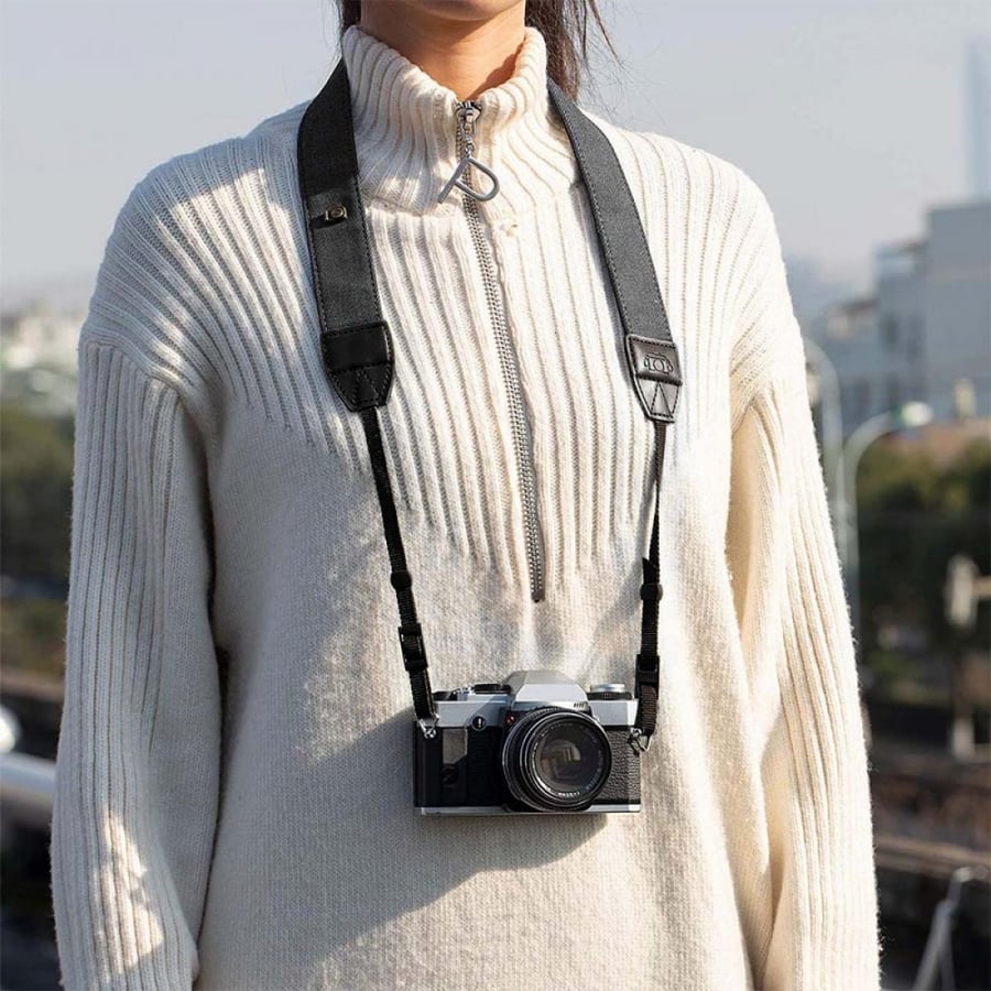 K&F Concept Retro Camera Shoulder Straps, Adjustable Neck Strap Suitable for All Slr Cameras, Classic Black Woven