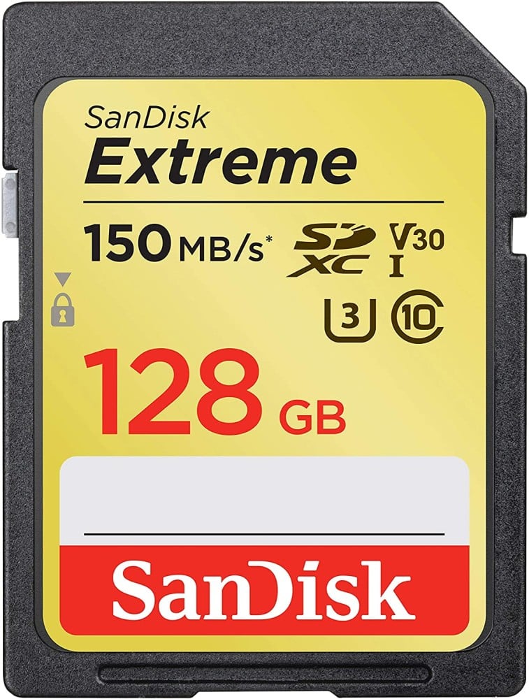 SanDisk Extreme 128GB SDXC Memory Card up to 150MB/s, UHS-I, Class 10, U3, V30