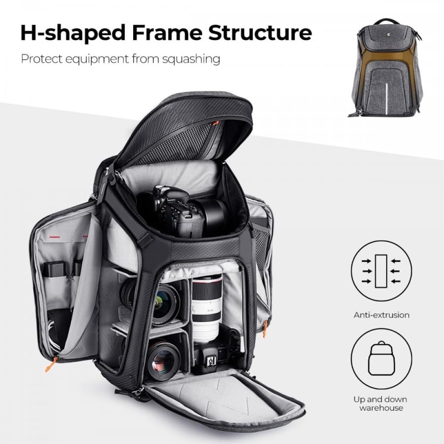 K&F Concept Alpha Backpack 25L for Nature Photography Waterproof Camera Bag with 15.6 inch Laptop Compartment Tripod Holder Raincover