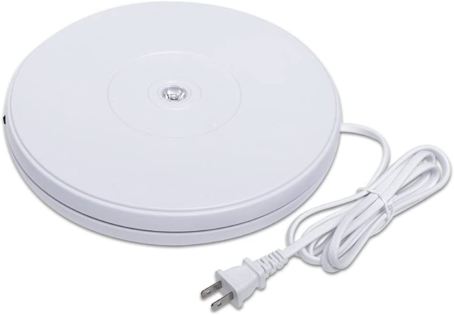 White Rotating Turntable Display Stand with LED, 12 Inch / 30cm