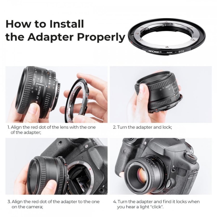 K&F Concept Nikon F/AF AI AI-S Lens to Canon EOS EF EF-S Mount Cameras K&F Concept Lens Mount Adapter