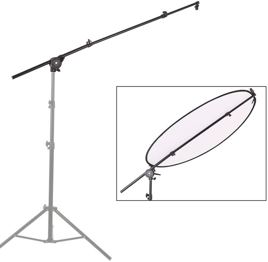 Extendable Reflector Diffuser Holder Stand Boom Arm Support withClip Flexible Swivel Grip Head Clamp