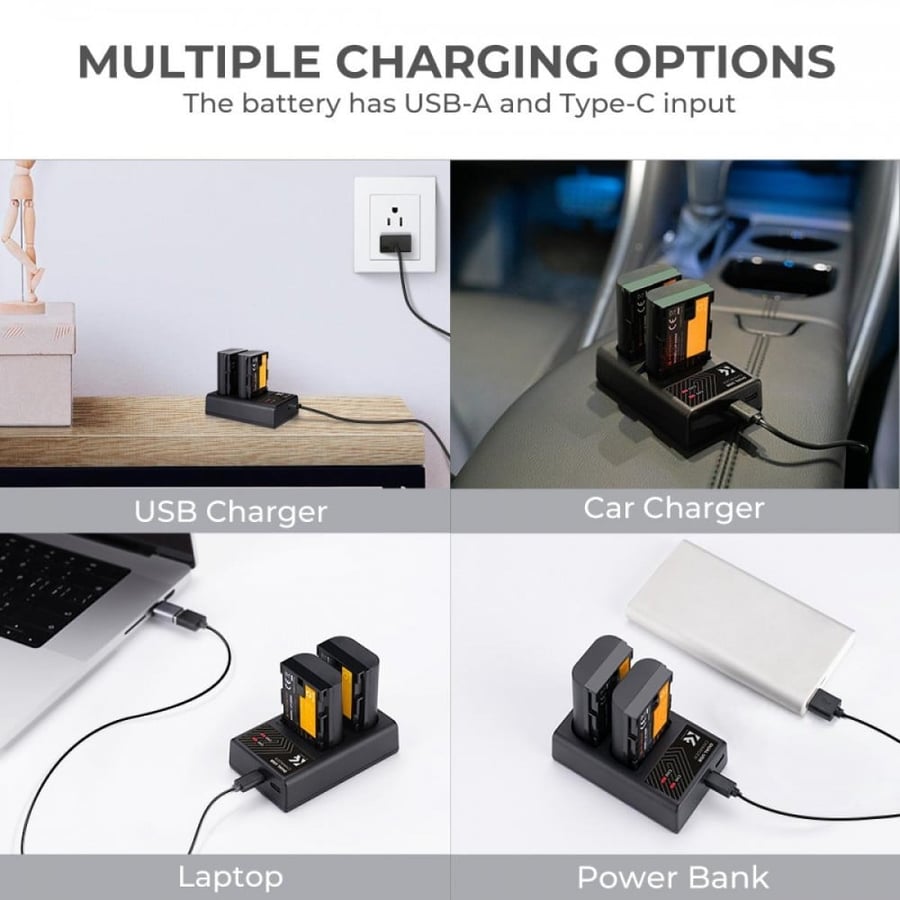 K&F Concept LP-E6NH rechargeable battery 2pcs + charger + 10pcs cleaning cloth kit compatible with Canon