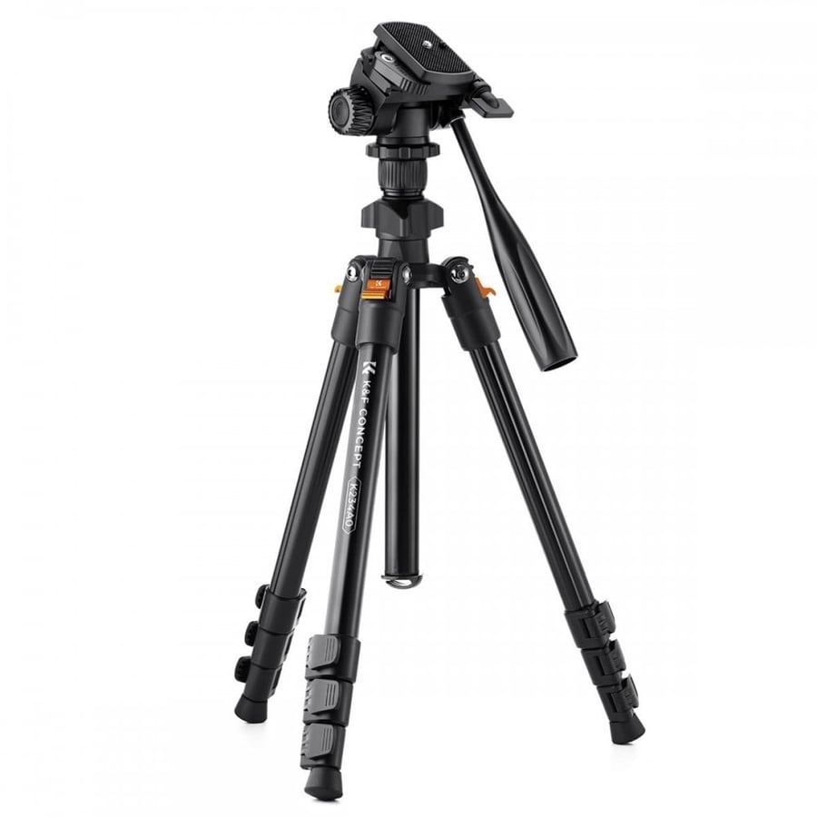 K&F Concept K234A0 4-Section Lightweight Aluminum Tripod with Video Head for Photograph and Live Streaming