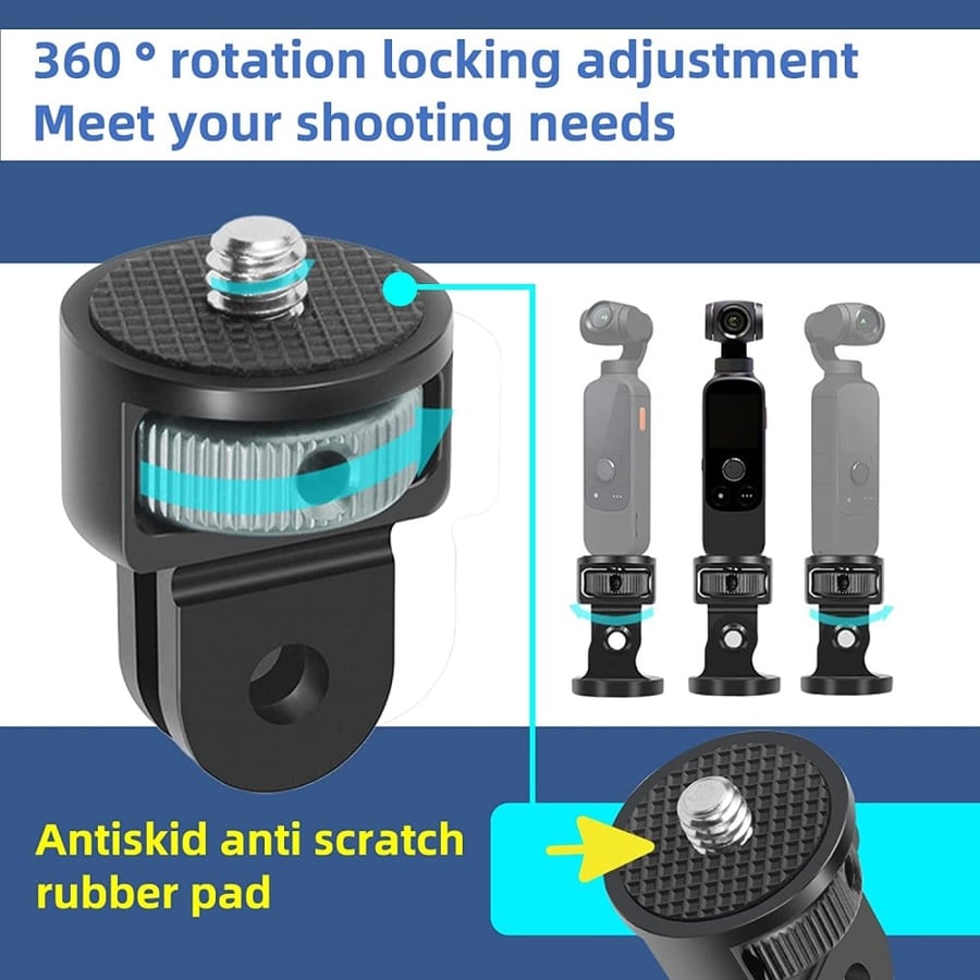Tripod Mount for Gopro Adapter, 360° Adjustment 1/4-20 Screw Conversion Adapter for Insta360 ONE X2, Go 2 and Other Action Cameras