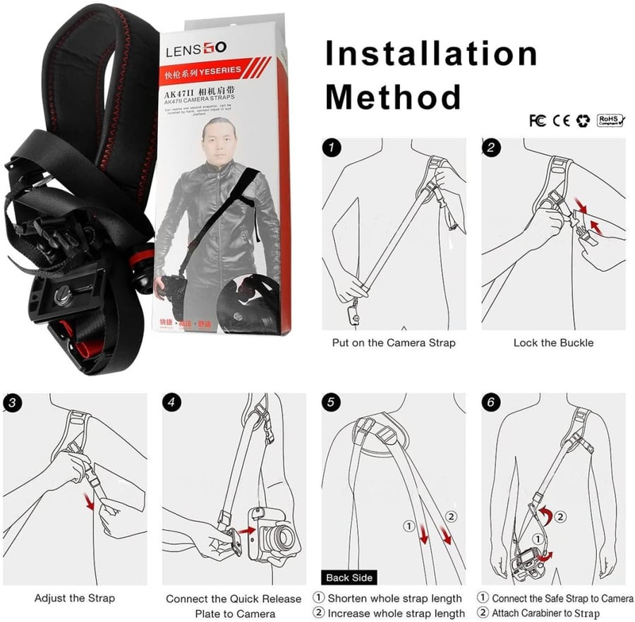 LYNCA AK47II Camera Strap Shoulder Strap Quick Release Safety Harness Mounting Plate