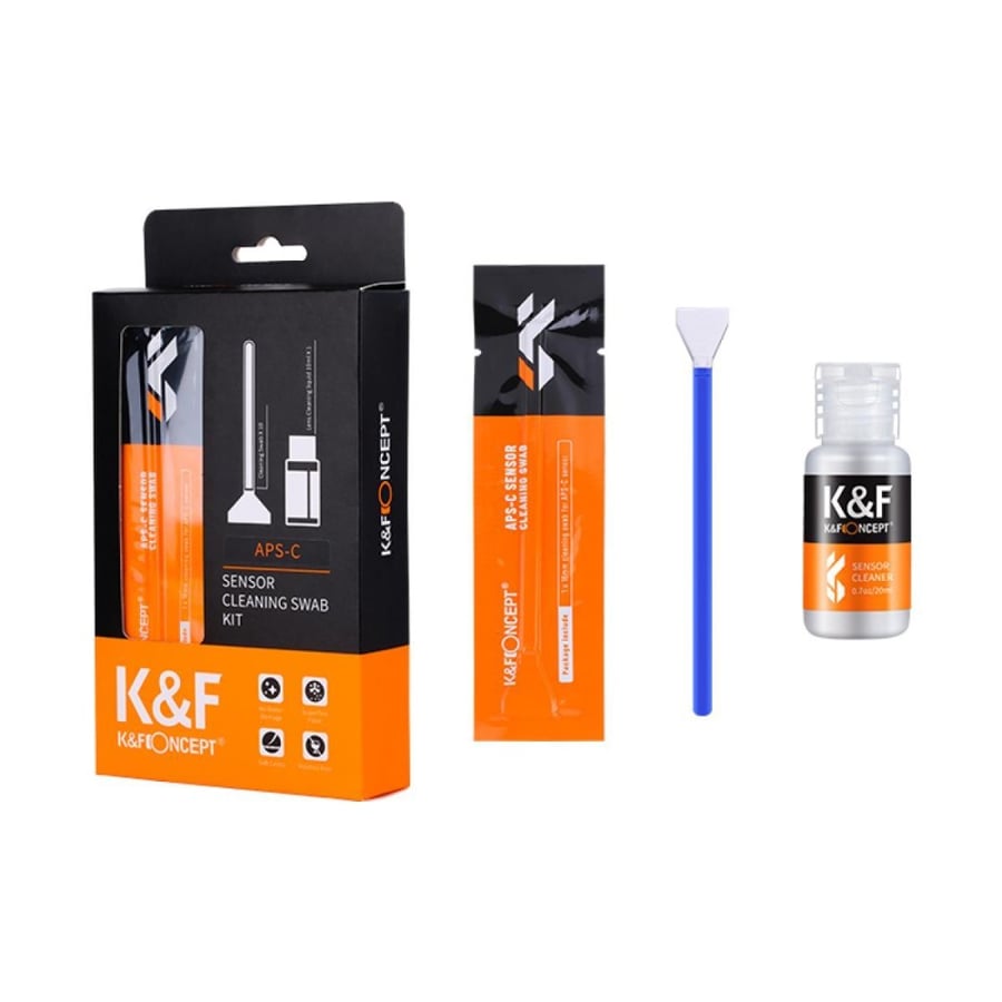 K&F Concept 16mm Crop Sensor Cleaning Swab Kit with 10x 16mm Cleaning Swabs and 1x 20ml Cleaning Liquid