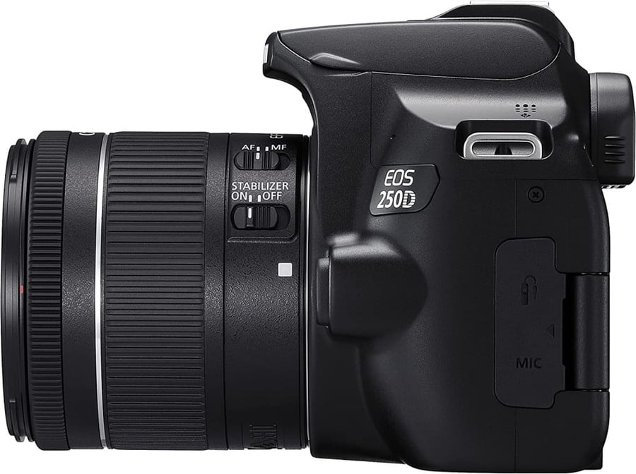 كاميرا كانون EOS 250D DSLR مع عدسة EF-S 18-55mm f/4-5.6 IS STM - أسود