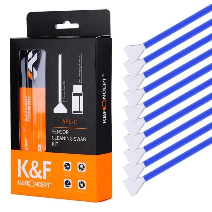 K&F Concept 16mm Crop Sensor Cleaning Swab Kit with 10x 16mm Cleaning Swabs and 1x 20ml Cleaning Liquid