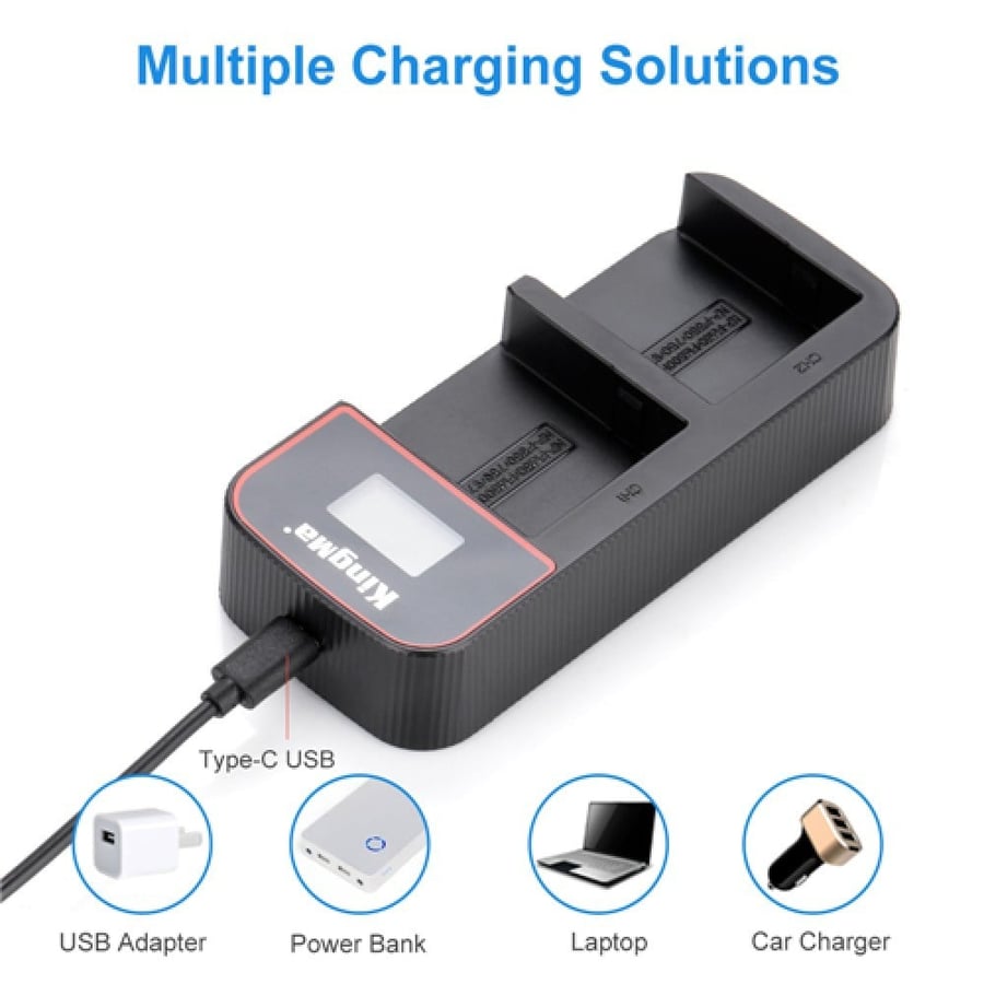KingMa 4400mAh NP-F750 2-Pack Battery and LCD Dual Charger Kit for Sony