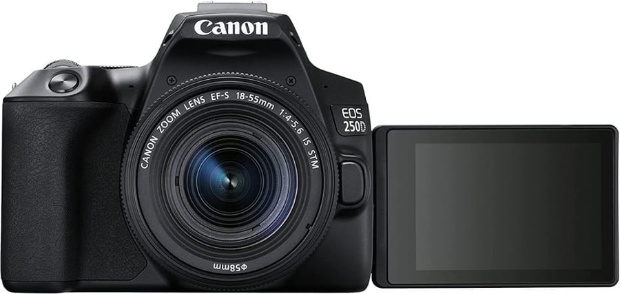 كاميرا كانون EOS 250D DSLR مع عدسة EF-S 18-55mm f/4-5.6 IS STM - أسود